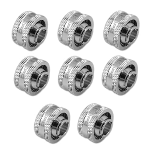 Image of XSPC G1/4 to 1/2 ID 3/4 OD Compression Fitting V2 - Chrome (8 Pack)