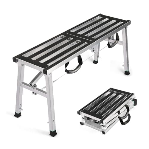 Image of Work Platform 1000 x 300mm Folding Hop Up Platform Steel Step Ladder Stool 180KG Load Capacity for Home, Office, Workshop and Garage
