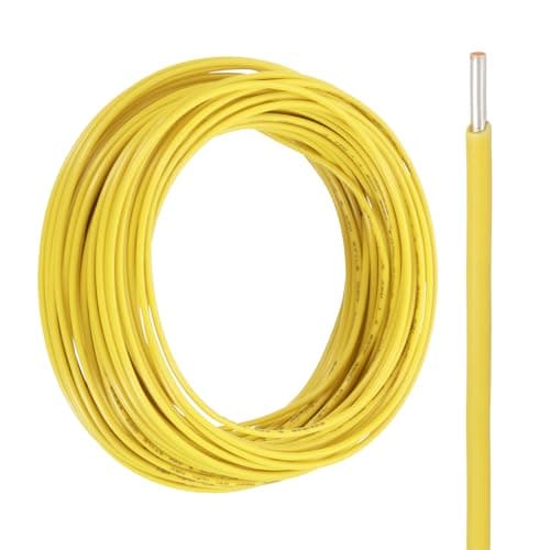 Image of sourcing map UL1007 Solid Core Wire, 20 Gauge 50FT 300V 20 AWG Electrical Wire Tinned Copper PVC 80 Degree High Temp Internal Wiring for Fixed Installations, Appliances, Yellow