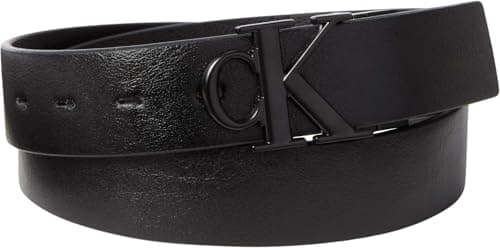 Image of Calvin Klein Men's CK BUCKLE TUMBLED 35MM ADJ/REV LV04D7049G Belts, BLACK (Black/Black/Matte Black), 100