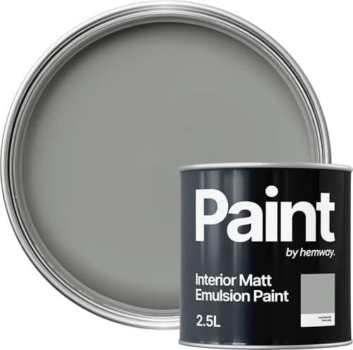 Image of Hemway Dove Grey Paint 2.5 L, Indoor Matt Finish, One Coat, Wall Paint, Acrylic & Water-Based Emulsion, Quick Dry & High Coverage for the Kitchen, Bathroom & Bedroom Walls & Ceiling
