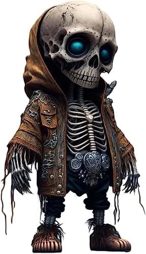 Image of Pipihome Skeleton Figurines, Skull Ornament Statue Memorial Home Decor, Halloween Decorations Collectible Gothic Skull Gifts for Women Men, Room Bedroom Desk Decor