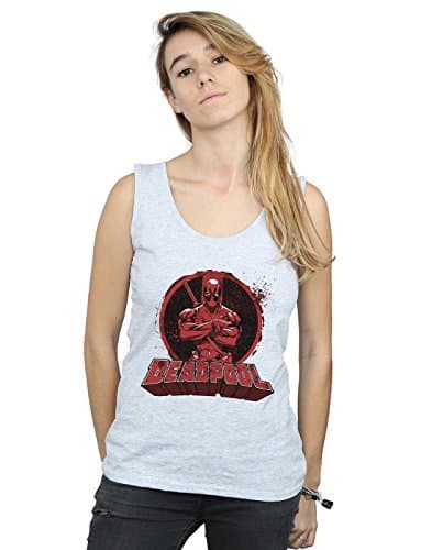Image of Marvel Women's Deadpool Crossed Arms Logo Vest Sport Grey Medium