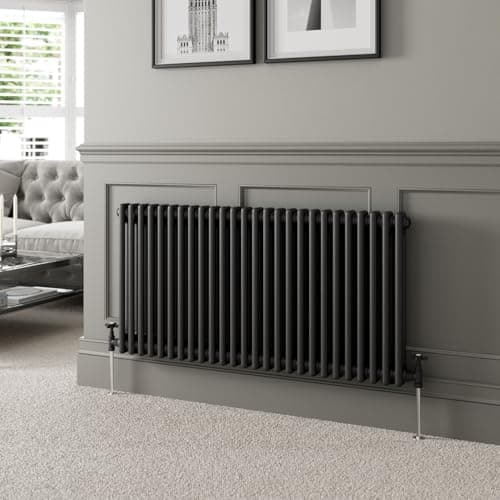 Image of DuraTherm® 600 x 1190mm Black Traditional Horizontal Designer Radiator Double Column Colosseum Cast Iron Style Central Heating Panel Radiators Rad