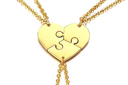 Image of VNOX 2/3/4/5 Pcs Customize Personalised Friendship/Love Family Puzzle Couple Pendant Necklaces for Lover Friend BFF,Stainless Steel Jewellery,Free Engraving