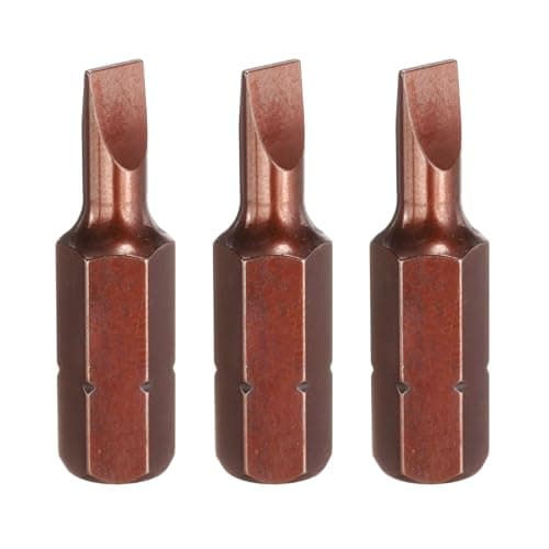 Image of sourcing map 3pcs SL5 Slotted Screwdriver Bit 5/16" Hex Shank 32mm/1.26" Length Magnetic Flat Head Hex Bits S2 Steel Screw Driver Bit for Impact Electric Screw Driver Power Tools, Red