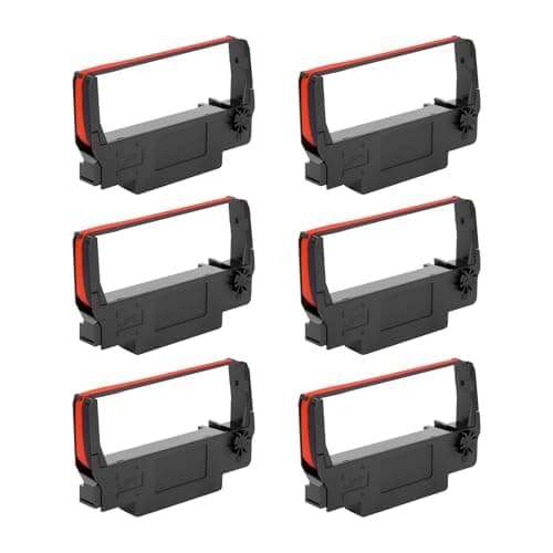 Image of 6 Pack Yuanqimm ERC-30 ERC-34 ERC-38 B/R Ribbon, Black and Red Ink Cartridge Compatible with Epson TM-U220, TM-U230, BTP-M300, M188B Receipt Printers, Individually Sealed, Red and Black