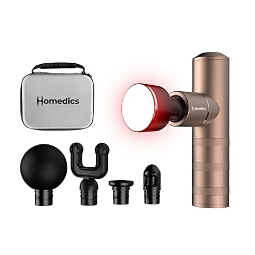 Image of HoMedics MYTI Mini Massage Gun - Pocket Heated Electric Handheld Massagers with 5 Attachments & 4 Intensity Settings, Deep Tissue Vibrating Percussion Massager for Discomfort Ease & Travel - Copper