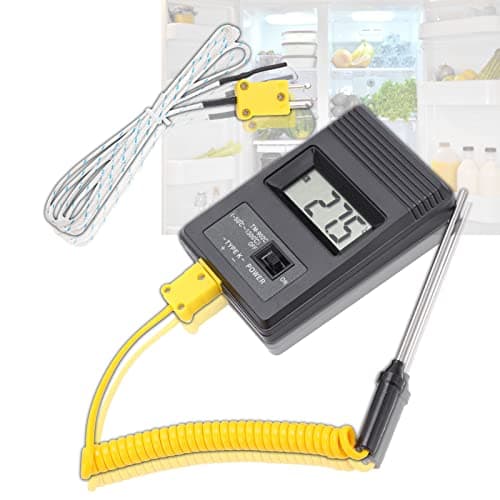Image of Digital Thermometer, Thermometer Sensor LCD Industrial High Accuracy Temperature Probe Standard K Type Plug Portable