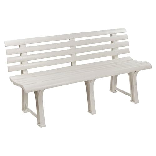 Image of URBNLIVING 3-Seater Plastic Garden Bench, Durable Outdoor Patio & Deck Furniture, Stylish & Comfortable Seating for Garden, Balcony, or Picnic Areas, Weather-Resistant, Easy Assembly