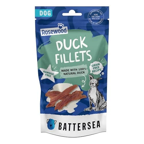 Image of Rosewood x Battersea Duck Fillets Dog Treats – 93% Natural Duck Breast, High Protein, Low Fat, Rawhide-Free Healthy Dog Snacks, Grain-Free Training Treats