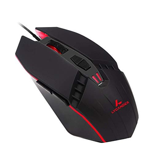 Image of Lycander Gaming Mouse, Wired Optical USB Mice with Adjustable dpi up to 6400, 7 Buttons, LED, 1.5M Cable - Black, Red