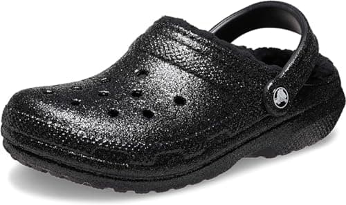 Image of Crocs Classic Glitter Lined Clog Black Size 5 UK Men/ 6 UK Women