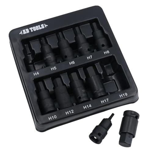 Image of Metric Impacted Short Stubby Hex Allen Key Sockets 1/2" Drive 4 – 19mm 10pc