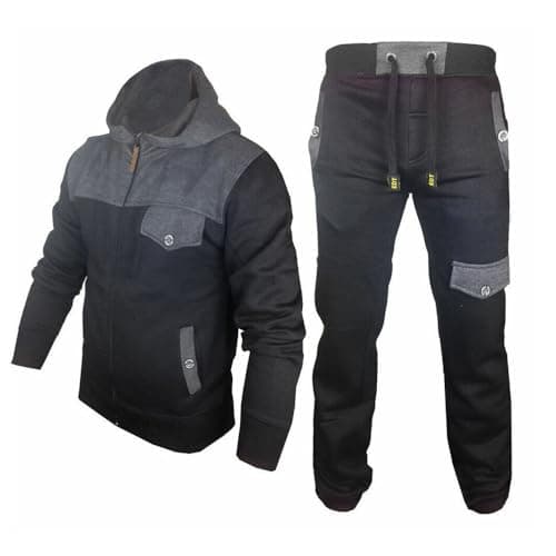 Image of SKT Boys Tracksuit Hooded Hoodie Bottom Jogging Suit Joggers kids Age 7 8 9 10 11 12 13 Years (Black, 11-12 Years)