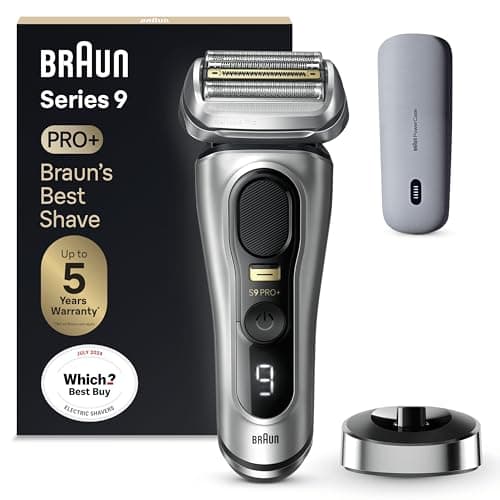 Image of Braun Series 9 PRO Electric Shaver for Men, 9527s, Silver - Wet & Dry Electric Razor, 5 Pro Shave Elements, Precision Long Hair ProTrimmer, Includes Rechargeable Battery, PowerCase, Made in Germany