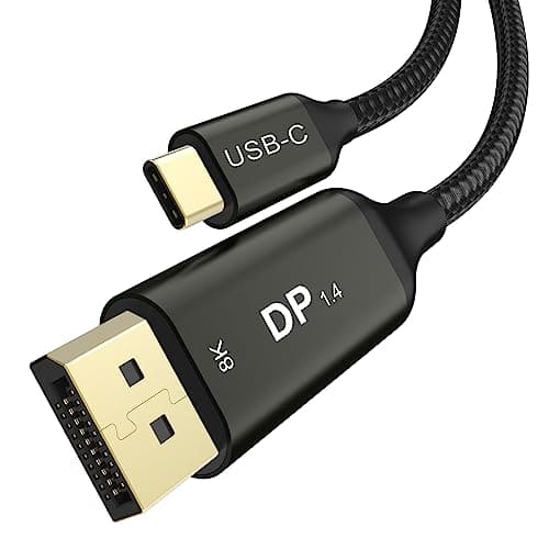 Image of Ablink USB C to DisplayPort 1.4 Cable 2M,[8K@60Hz, 4K@240Hz/144Hz] Type C Thunderbolt 4/3 to DP Cord 32.4 Gbps,HDR10+,DCS1.2,Home Theatre,Gaming, Compatible for iPhone 16/15,iMac, MacBook,iPad,XPS,S25