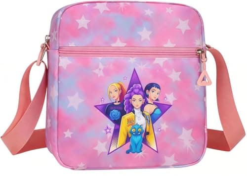 Image of AYAAFA Famous Cartoon Themed Movie Girls Crossbody Bag, 2-in-1 Star & Mermaid Design with Adjustable Pink Strap - (20cm)