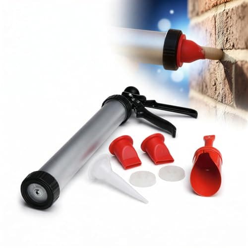 Image of 5 Piece Brick Mortar & Grouting Gun Kit – Pointing Applicator for Brickwork, Tiles & Paving | Precision Joint Filling Tool with Nozzles, Plunger & Mortar Scoop