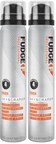 Image of Fudge Professional Hairspray Travel Size, Skyscraper Light to Medium Hold Hair Spray, For Women, All Day Hold, Weather Proof, Controls Frizz and Flyaways, 100 ml (Pack of 2)