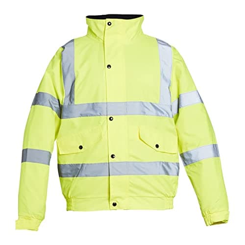 Image of Blackrock Yellow Hi Vis Waterproof Bomber Jacket Men's and Women's, Reflective High Vis Jackets, High Viz Visibility Warm Safety Security Work Wear, Taped Seams & Fleece Lined Collar - Size 3XL