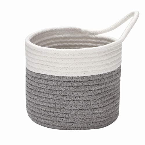 Image of Pack Hanging Baskets Cotton Rope Small Woven Storage Basket 6.7 Inch Hanging Bag for Bike, Fabric Planter, Pot, Wall, Organizer Door for Keys, Wallets, Sunglasses