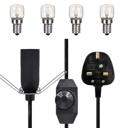 Image of Haraqi Salt Lamp Replacement Light Fitting with Dimmer Control +Safe Plug and 4 Salt lamp Bulbs (E14 Original Replacement), Himalayan Salt lamp Cord