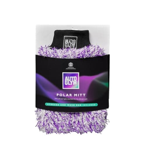 Image of Autoglym Polar Car Wash Mitt with Storage and Washbag Included, Premium Fine Microfibre Strands, Scratch-Free Results