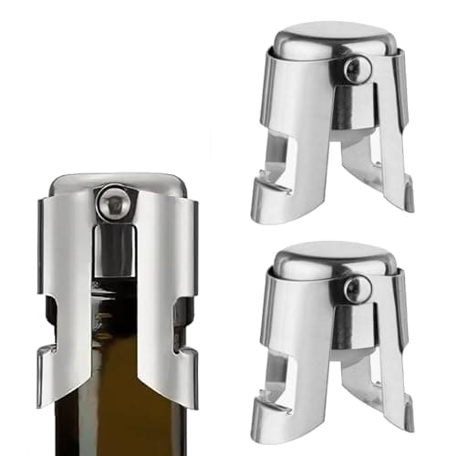 Image of 2pcs Champagne Stoppers,Champagne Stopper with Stainless Steel,Reusable Bottle Saver Sealer Vacuum Sealed Wine Stoppers,Champagne Saver Plug,for Wine Champagne Beer Collection,Sparkling Wine Bottles