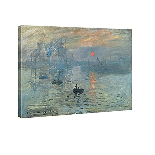 Image of Wieco Art Impression Sunrise Canvas Prints Wall Art of Claude Monet Famous Oil Paintings Reproduction Seascape Ocean Sea Beach Pictures for Home Decorations Modern Stretched and Framed Giclee Artwork