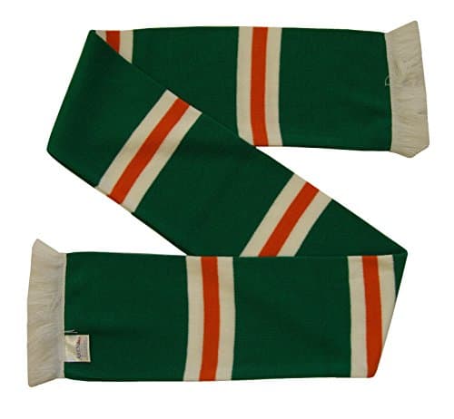 Image of Arena Scarves Celtic style striped scarf in Green/White/Tangerine