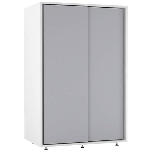 Image of URBNLIVING 120cm 2 Sliding Door Wardrobe, Freestanding Bedroom Closet with Hanging Rail & Durable Feet, Engineered Wood Storage Cupboard for Kids Room, Nursery or Small Spaces