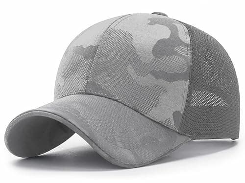 Image of Initlove Men Baseball Cap Camouflage Jacquard Outdoor Hat for Women Light Grey Mesh