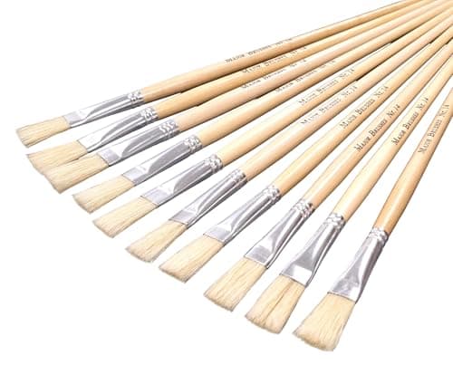 Image of Major Brushes Hog Long Flat Brushes Size 14 - Set of 10