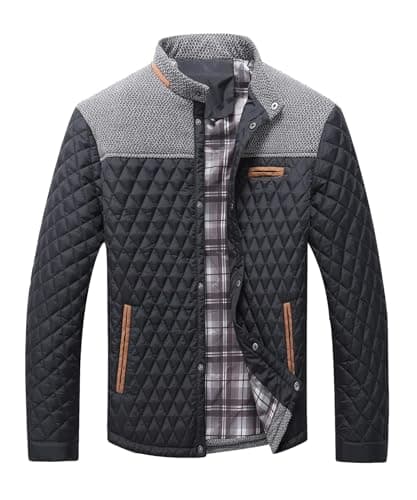 Image of Zaitun Mens Diamond Quilted Puffer Down Jacket Casual Lightweight Windbreaker Cargo Outwear
