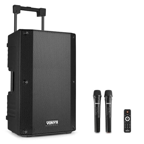 Image of VONYX VSA500 12-Inch Portable PA System with 2 Wireless Mics, 800W Portable PA Speaker, Complete Sound System for Events, Parties, Public Speaking, Versatile and Durable Audio Solution
