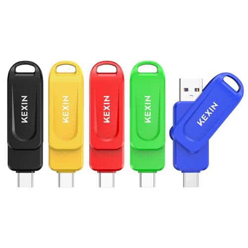 Image of KEXIN USB C Stick 32GB USB 3.0 OTG 5-Pack Up to 100MB/s, Dual USB Type-C & USB-A Ports, Memory Stick for Mobile Phone, iPhone 15/16/17, Tablet, Car, PC