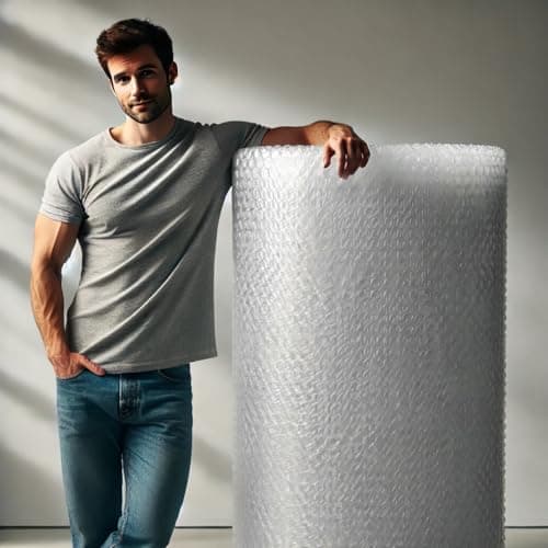 Image of Large Bubble Wrap 1 Meter Wide Packaging Roll of 1000mm x 100m For Packing or Moving House Small Air Bubbles