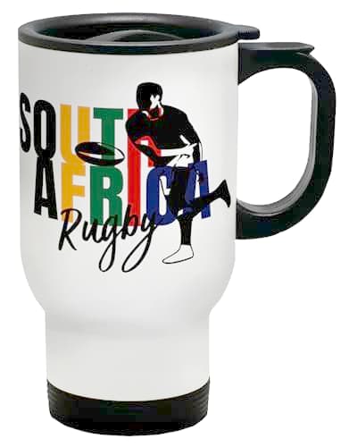 Image of Shopagift South Africa Rugby Travel Mug Supporters Fans World Cup Stainless Steel 14oz Cup