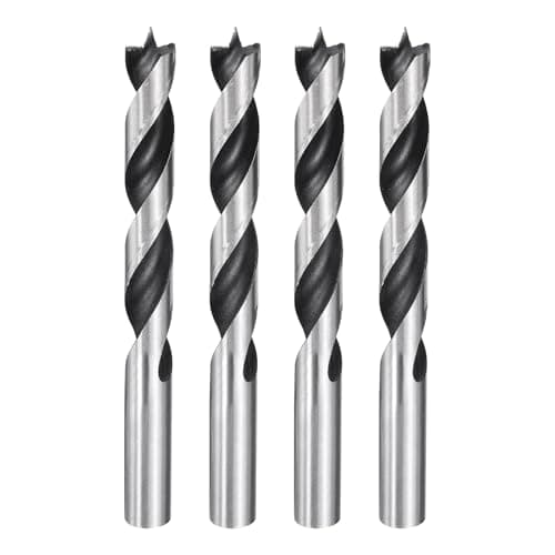 Image of sourcing map 4pcs Brad Point Drill Bits 13mm(33/64") Dia Straight Round Shank Metric Brad Point Spiral Twist Drill Bits for Softwood Hardwood Plywood Plastic Rubber, Silver Tone