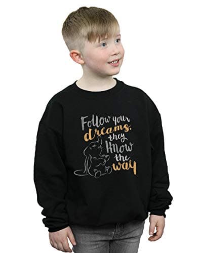 Image of Disney Boys Dumbo Follow Your Dream Sweatshirt Black 7-8 Years
