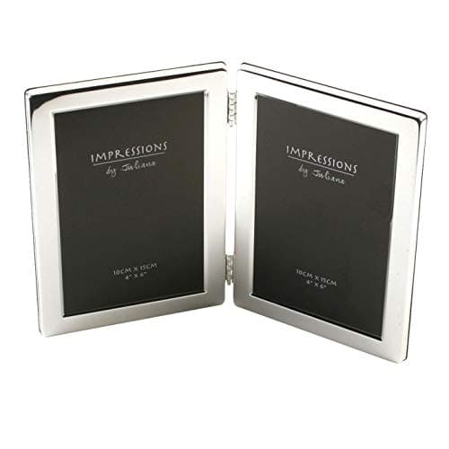 Image of Juliana Impressions Silverplated 4" x 6" Hinged Double Photo Frame 3499