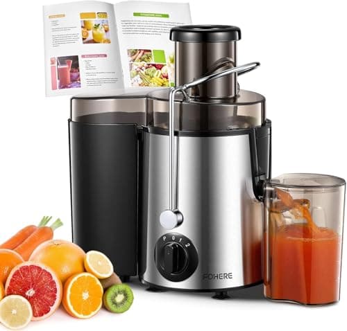 Image of Juicer Machines, FOHERE Centrifugal Juicer Extractor Max Power 900W,Large 3” Feed Chute for Whole Fruit and Vegetables,3 Speed Control, 400w Motor,Cleaning Brush and Recipe Included (Silver)