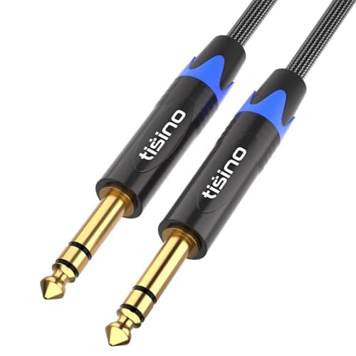 Image of Tisino 6.35mm Jack TRS Cable, Nylon Braid Heavy Duty 6.35 mm 1/4" Stereo Jack Male to Male Balanced Audio Lead Cord - 3m