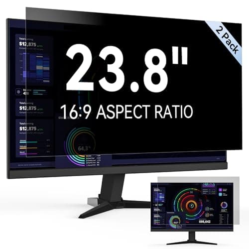 Image of [2-Pack] 23.8 Inch Computer Privacy Screen Filter for 16:9 Widescreen Monitor, Removable Eye Protection Anti Glare Blue Light Filter Privacy Shield, Anti Scratch Anti Spy Screen Protector Film 23.8 In