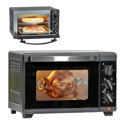 Image of Quest 35389 20 Litre Mini Oven / 6-in-1 Countertop Electric Oven for Cooking/Roast, Bake, Grill, Toast, Rotisserie & More / 60 Minute Timer/Adjustable Dial Controls/Easy to Use/Dishwasher Safe