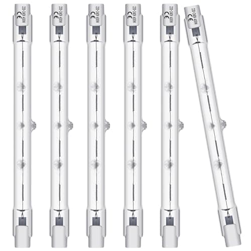 Image of BROTOU Dimmable R7s Halogen Bulb 118mm, 230V 4480LM 2800K Warm White J-Type Linear for Floodlight, Security, Landscape and Work Light (118mm-400W-6 Pack)