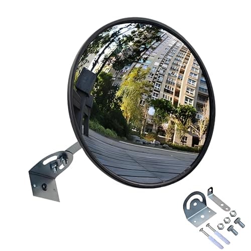 Image of 45 cm Safety Mirror with Wall Mount Bracket, Adjustable Convex Traffic Mirror, Wide Angle Driveway Mirror for Garage, Traffic, Driveways, Office, Courtyard, Warehouse（Diameter 45 cm）