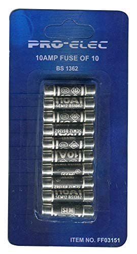 Image of Pro Elec 10AFUSE10 Fuse, BS1362, Plug Top, 10A, Pack of 10
