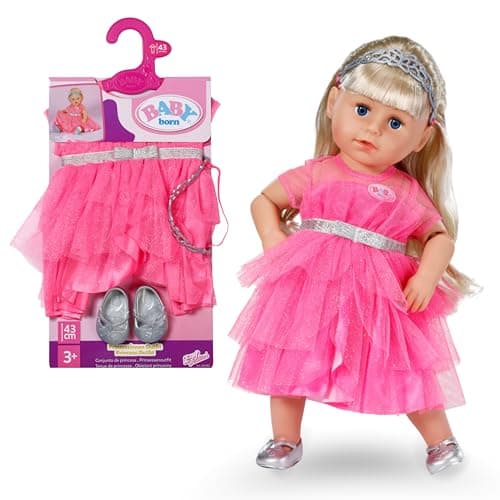 Image of BABY born Princess Outfit, Pink Gown with Headband and Shoes for 43cm Dolls, 837283 Zapf Creation